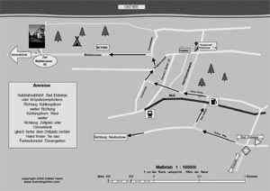 Anfahrtskizze zum Dünengarten in groß bitte klicken